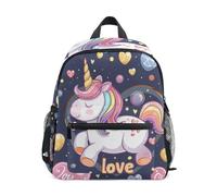 ISAOA Un beau petit sac à dos d'école pour enfants en forme de cœur de licorne, sac à dos d'école maternelle, sac à dos décontracté pour garçons et filles