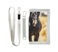 ISAOA Un groupe de chevaux majestueux qui courent - Portefeuille à trois volets pour garçons et filles - Avec poche zippée pour pièces de monnaie et porte-cartes - Cadeau d'anniversaire pour enfants