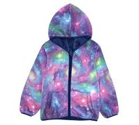 ISAOA Universe Planet Galaxy Night Veste polaire à capuche zippée pour tout-petits garçons filles manteau polaire hiver chaud doux vêtements d'extérieur pour enfants pour 3 ans, Universe Planet Nuit