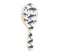 ISAOA Wet Brush Brosse à cheveux démêlante - Tous types de cheveux - Poils doux qui glissent à travers les nœuds avec facilité - Requin dessin animé sur bandes pour cheveux humides et secs