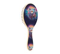 ISAOA Wet Brush Brosse à cheveux démêlante - Tous types de cheveux - Poils doux qui glissent à travers les nœuds avec facilité - Attrape-rêves loup pour cheveux secs et humides