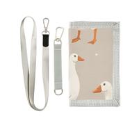 ISAOA White Goose Portefeuille à trois volets pour garçons et filles avec poche zippée pour pièces de monnaie et porte-cartes