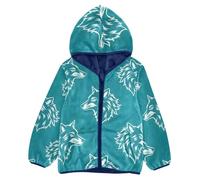 ISAOA Wolf King Totem Pattern Toddler Veste polaire à capuche zippée en polaire manteau d'hiver chaud doux vêtements d'extérieur pour enfants de 3 ans, Motif totem du roi loup, 9-10 ans Grande taille
