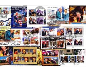 ISB Collection Présidents américains -Une quarantaine de Timbres représentant différents présidents des États-Unis emis en 10 Blocs Feuillets