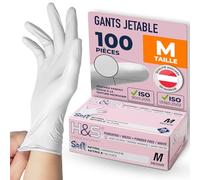 ISC Hygiene & Safety Gants Nitrile Jetables - 100x, blanc, M