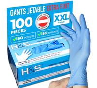 ISC Hygiene & Safety Gants Nitrile Jetables Non Poudrés - Gant Nitrile Usage Alimentaire et Mécanique - Gants Jetables S M L XL - Gants Nitrile bleu EXTRA STRONG, XXL - Boîte de 100