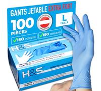 ISC Hygiene & Safety Gants Nitrile Jetables Non Poudrés - Gant Nitrile Usage Alimentaire et Mécanique - Gants Jetables S M L XL - Gants Nitrile bleu EXTRA STRONG, L - Boîte de 100