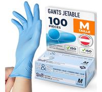 ISC Hygiene & Safety Gants Nitrile Jetables Non Poudrés - Gant Nitrile Usage Alimentaire et Mécanique - Gants Jetables S M L XL - Gants Nitrile bleu, M - Boîte de 100