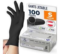 ISC Hygiene & Safety Gants Nitrile Jetables Non Poudrés - Gant Nitrile Usage Alimentaire et Mécanique - Gants Jetables S M L XL - Gants Nitrile noir, S - Boîte de 100
