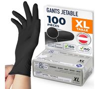 ISC Hygiene & Safety Gants Nitrile Jetables Non Poudrés - Gant Nitrile Usage Alimentaire et Mécanique - Gants Jetables S M L XL - Gants Nitrile noir, XL - Boîte de 100