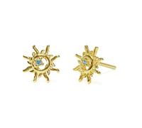 ISCBAFYX 2pcs 925 Sterling Silver Sun Flower Stud Boucle d'oreille pour Femmes Boucles d'oreilles Trois Pierres Vertes dans Une Seule rangée Earing yc629 (Gem Color : 1)