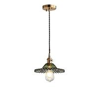 ISCBAFYX à tête Unique à vis E27, Abat-Jour Suspendu en Verre Vert créatif, Suspension en métal de Style rétro, luminaires de décoration pour Chambre Salon