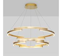 ISCBAFYX Anneau Rond Pendentif Plafonnier Luminaire Chambre Principale Étude Acrylique Plafond Suspendu Éclairage Or Lampe LED Suspension en Aluminium pour Salon Lampe Domestique, Li Neutre
