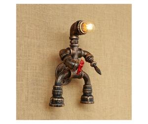 ISCBAFYX Applique Murale, Conduite d'eau en Fer, Lampe Murale créative rétro Loft V-intage Robot lumière Chambre Chevet Couloir étude Bar Club café Applique Soutien-Gorge (Argent Non)