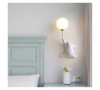 ISCBAFYX Applique Murale, Dessin animé LED Ours Applique Murale pour Enfants Fille Chambre Lampe de Chevet avec Impression 3D Lune décor luminaires(Blanc A)