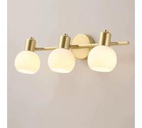 ISCBAFYX Applique Murale Vintage en Fer câblé Nordique, Lampe de vanité dorée, Applique Murale réglable avec Abat-Jour en Verre Blanc, Salle de Bain E14, Salle d'étude, Couloir (3 têtes)