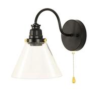 ISCBAFYX Applique Murale Vintage, Lampe Murale à Tube coudé à Douille E27 avec Abat-Jour en Verre Transparent, luminaire Mural pour Chambre à Coucher, Chevet, Porte