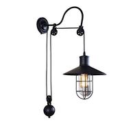 ISCBAFYX Appliques murales 1 lumière rétro Fer Verre Applique Murale réglable poulie Roue Appliques murales col de Cygne Applique Murale Lampe Bar Grange Restaurant Cuisine Industrielle Vintage