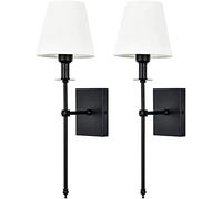 ISCBAFYX Appliques murales à Piles avec télécommande, Lampe Artistique en Tissu à intensité Variable, Installation Facile pour Chambre à Coucher, Salon de télévision, Ferme, doré (Noir)