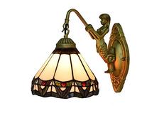 ISCBAFYX Appliques murales Applique Murale de Style, 7,9 Pouces, Motif Baroque, Abat-Jour en Verre teinté, Appliques murales Vintage pour Couloir de Nuit, E27, 240V