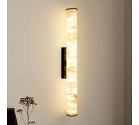 ISCBAFYX Appliques murales Applique Murale en marbre Applique Murale en Laiton Luminaire de vanité Couloir Longue Lampe linéaire en Pierre d'albâtre avec cylindrique du Milieu du siècle (lumière