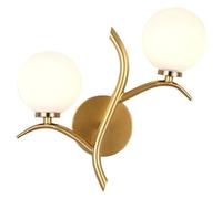 ISCBAFYX Appliques murales Applique Murale Globe en Verre Laiteux à 2 lumières, Applique Murale de Style Milieu du siècle, Lampe Murale d'intérieur, pour vanités de Salle de Bain Miroir Restaurant