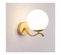 ISCBAFYX Appliques murales Applique Murale, Globe en Verre Laiteux avec Base Noire/Or, Lanterne à Douille E27, luminaire Mural LED pour Chevet, Salle de Bain, luminaire-Noir ()