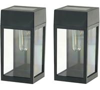 ISCBAFYX Appliques murales Applique Murale Solaire Lampe de clôture Noire Lanterne de extérieure carrée 2 Paquets Support Mural de Porche à énergie Solaire étanche