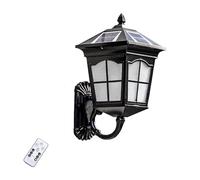 ISCBAFYX Appliques murales Appliques de Porche Lampe Murale extérieure étanche Applique Murale Solaire à LED Lanterne Murale en Aluminium Vintage avec télécommande à intensité Variable pour éclairage