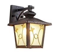 ISCBAFYX Appliques murales Appliques murales d'extérieur Noires de Style Traditionnel, Lanterne Murale en Verre biseauté d'art en Fer avec Verre Transparent givré, luminaire Mural Industriel