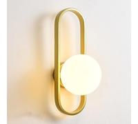 ISCBAFYX Appliques murales Appliques murales dorées, appliques murales sphériques, lanterne murale de chevet à douille E26/E27 avec abat-jour en verre, luminaires de vanité de salle de bain intérieure