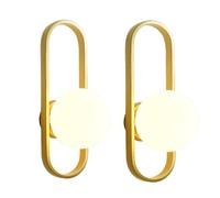 ISCBAFYX Appliques murales Appliques murales dorées, appliques murales sphériques, lanterne murale de chevet à douille E26/E27 avec abat-jour en verre, luminaires de vanité de salle de bain intérieure