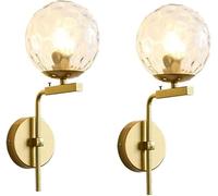 ISCBAFYX Appliques murales Appliques murales en Or Noir, Applique Murale du Milieu du siècle, luminaire Globe Industriel d'intérieur, Applique Murale Vintage avec Globe en Verre Transparent pour