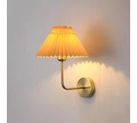 ISCBAFYX Appliques Murales Appliques Murales Finition Laiton Applique Murale Vintage Tête de Lit Applique Murale Plissée en Tissu Luminaire pour Couloir Balcon Allée Chambre Chevet-Abricot (Abricot)