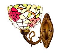 ISCBAFYX Appliques Murales Appliques Pastorale, E27 Abat-Jour Mural Abat-Jour en Verre Rose Vintage Décoration Murale Décoration pour Chambre Salon Balcon Couloir