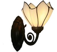 ISCBAFYX Appliques murales Chaleureuses romantiques à tête Unique en vitrail, luminaires muraux Vintage, peintures murales avec E27, B, DB (Loup Gris)