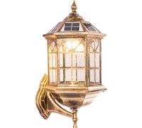 ISCBAFYX Appliques murales d'extérieur étanches, Lanterne Solaire Vintage, Applique Murale de Porche avec télécommande, luminosité Variable pour, Garage, terrasse, Balcon, Noir (Unicolore)