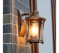 ISCBAFYX Appliques murales Lanternes murales d'extérieur Applique Murale extérieure cylindrique en Finition Marron avec Patio en Verre Transparent étanche (laiton-17x21x26cm)