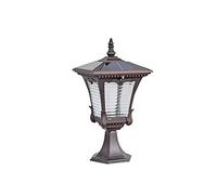 ISCBAFYX Appliques murales LED phares à Colonne Solaire en Aluminium moulé sous Pression + Abat-Jour en Verre Batterie au Lithium 2200MA contrôle de la lumière Blanche Induction étanche (lumière