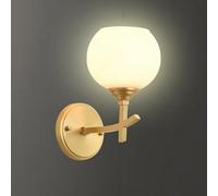 ISCBAFYX Appliques murales Lot de 2 appliques murales entièrement en cuivre avec abat-jour en verre du milieu du siècle, douilles E26/E27, lampes murales dorées pour salon, chambre à coucher, vanité -