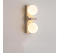 ISCBAFYX Appliques murales Style japonais Wabi-sabi Abat-jour en verre blanc Appliques murales en travertin jaune G9 Source de lumière Applique murale pour chambre à coucher Salon Ferme Balcon Salle à