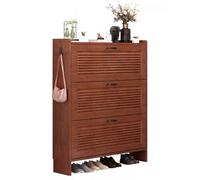 ISCBAFYX Armoire à Chaussures en Bois avec 3 tiroirs Seau basculant, Grands Crochets de Rangement sur comptoir, éère à Chaussures pour Meubles de Couloir