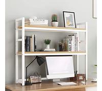 ISCBAFYX Bibliothèque de Bureau à 2 Niveaux pour Bureau d'ordinateur - Éère de comptoir réglable, éère de Bureau, Support d'imprimante, éère de Rangement de Bureau Ouverte