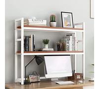 ISCBAFYX Bibliothèque de Bureau à 2 Niveaux pour Bureau d'ordinateur - Éère de comptoir réglable, éère de Bureau, Support d'imprimante, éère de Rangement de Bureau Ouverte