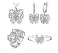 ISCBAFYX Bijoux Collier Papillon Bracelets Boucles d'oreilles bagues pour Femmes Filles - 925 Ensembles de Bijoux à Pendentif Creux minimalisme, Costume de Bal de Demoiselle d'honneur de
