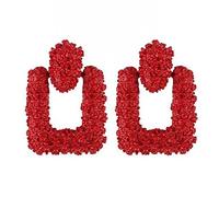 ISCBAFYX Bijoux Femmes Boucles d'oreilles en Argent, Grandes Boucles d'oreilles Couleur Or Rose Boucles d'oreilles géométriques pour Femmes Or Rouge Noir Couleur Brincos Boucle