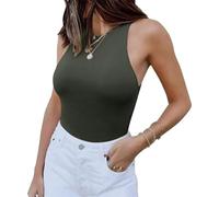 ISCBAFYX Body Gainant pour Femme, String, débardeur, Justaucorps, col Rond, Dos Nageur, Boutons-Pression