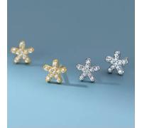 ISCBAFYX Boucles d'oreilles à Tige en Argent 925, 6 x 6 mm, Fleur en Cristal, pour Femmes Filles, Nouveau Cadeau, Or