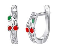 ISCBAFYX Boucles d'oreilles Rose Rouge émail Coeur Fleur Cristal Boucle d'oreille pour Filles Bijoux