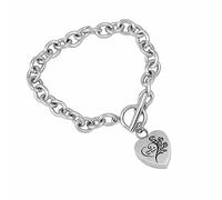 ISCBAFYX Bracelet d'urne de crémation gravé Toujours dans Mon cœur en Acier Inoxydable, Porte-Cendres, Bijoux Souvenir pour Femmes, 18cm